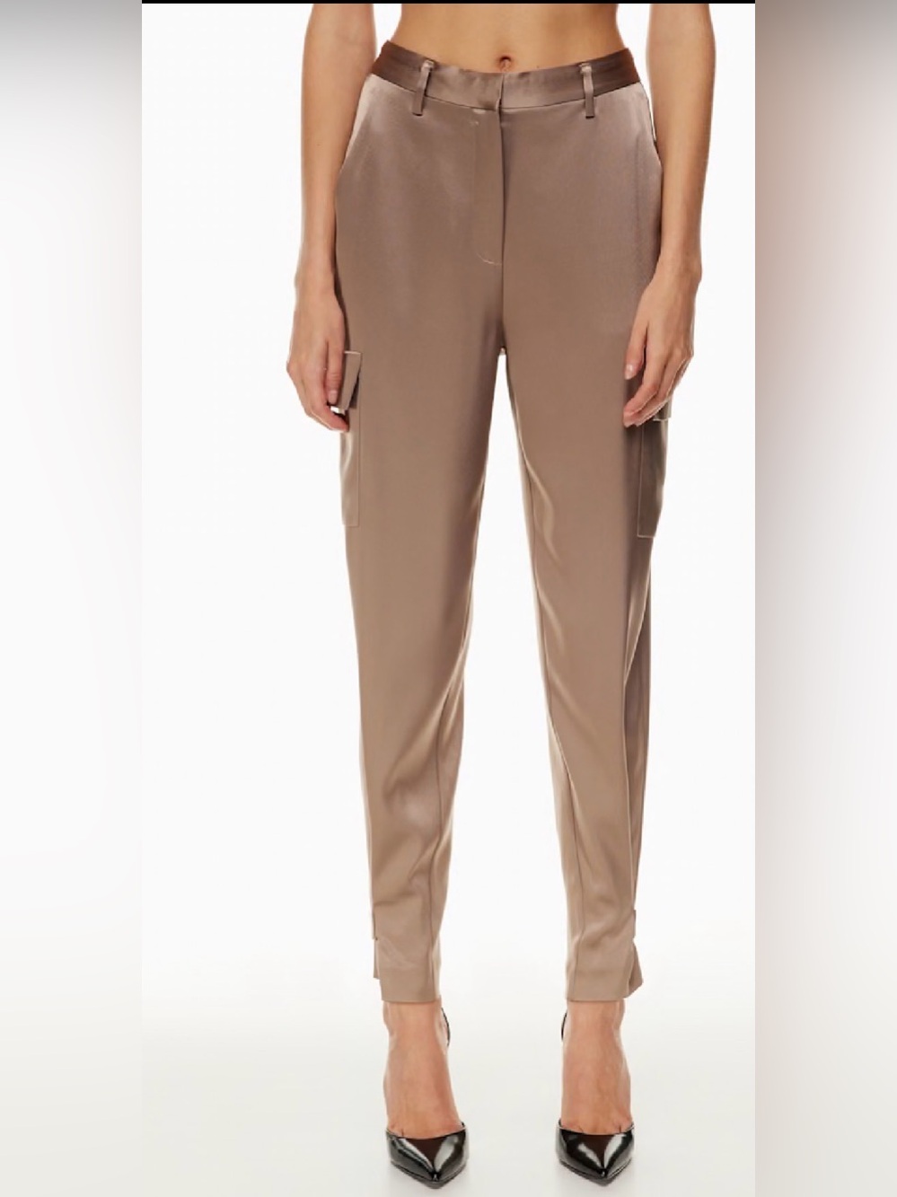 Babaton Taupe Cargo-Style Straight Leg Pants